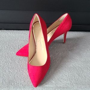 Jessica Simpson red suede heels